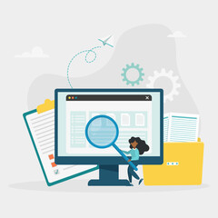 Document management software, document management application, compound documents concept. Vector illustration.
