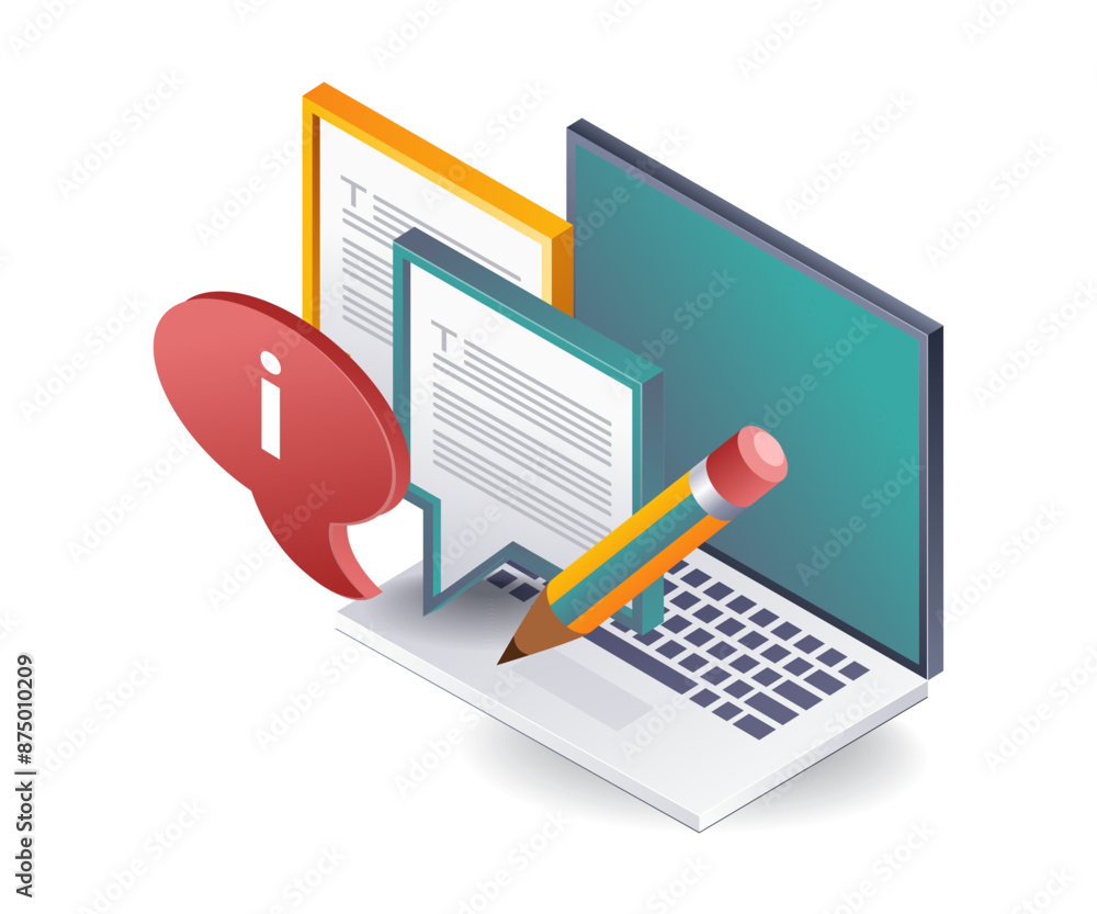 Aufkleber Evolution of Computer Data Information isometric illustration