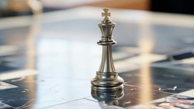 Luxurious chess king piece adorned with diamonds on a chessboard