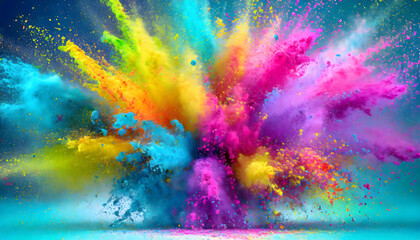 Explosion of colored powder background. Generative AI.