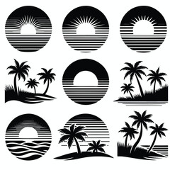 Summer palm tree and beach vintage background
