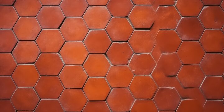 Weathered terracotta wall tiles in a honeycomb pattern