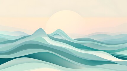 Minimalist abstract waves with a calming gradient