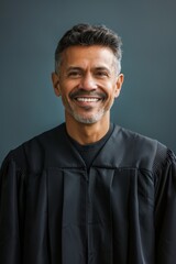 Obraz premium Portrait of a smiling middle-aged man in a judge's robe