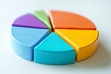 Obraz premium Pie chart illustrating the diversification of investments, financial planning, and the allocation of funds across various asset types