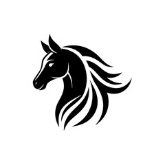 horse head  black silhouette vector design