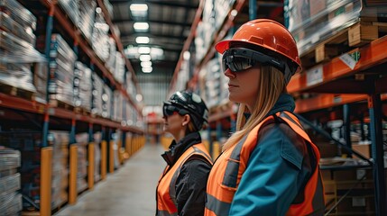 A logistics team using augmented reality (AR) glasses to assist with warehouse operations. The technology improves accuracy and reduces training time.