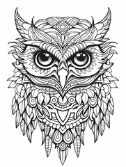 Fototapeta premium Portrait of a owl in ink drawing style.