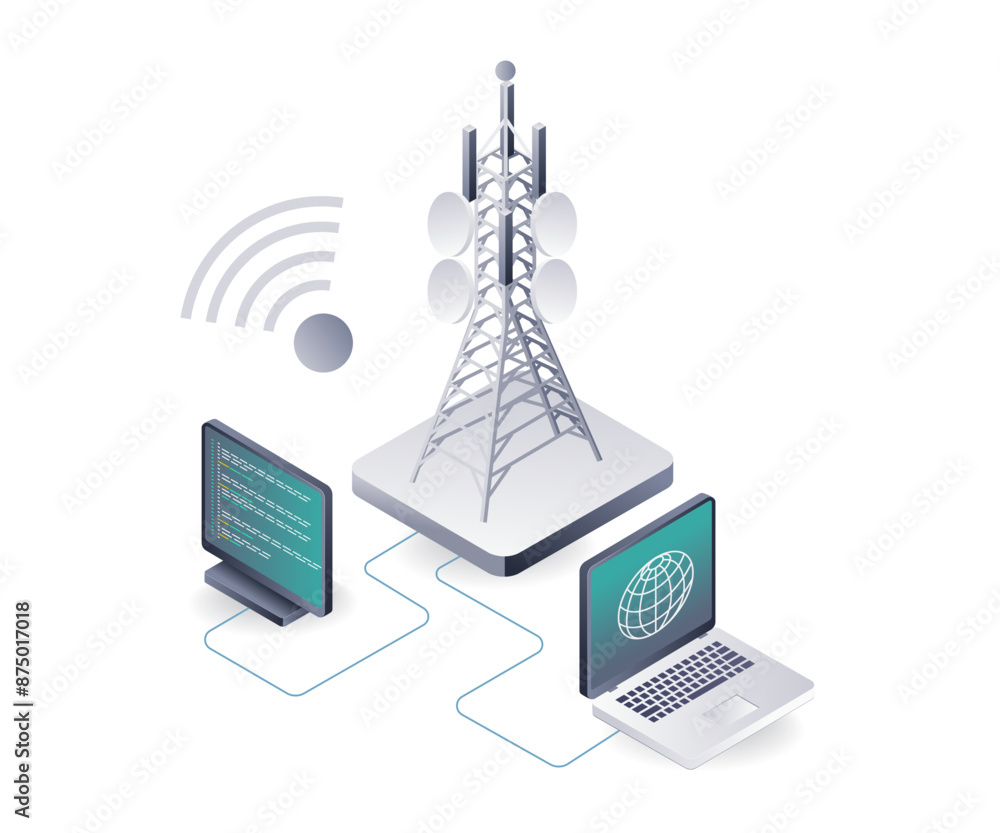 Aufkleber Connecting Computer Tower Networks for Information Technology and Data