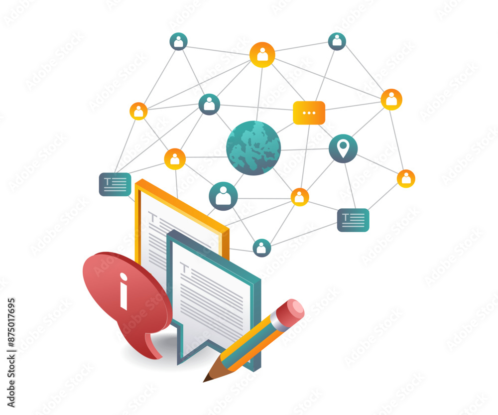 Aufkleber data network information systems isometric illustration