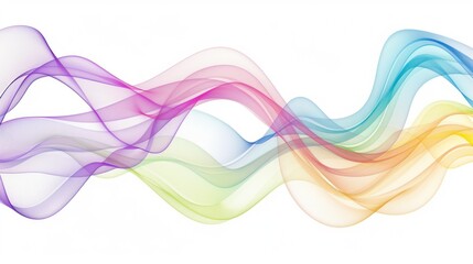Abstract Rainbow Waves on White Background