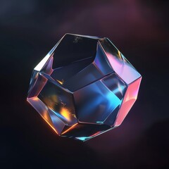 Abstract 3D geometric shape with iridescent colors