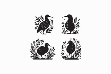 Kiwi Bird vector silhouette image adobe illustrator.