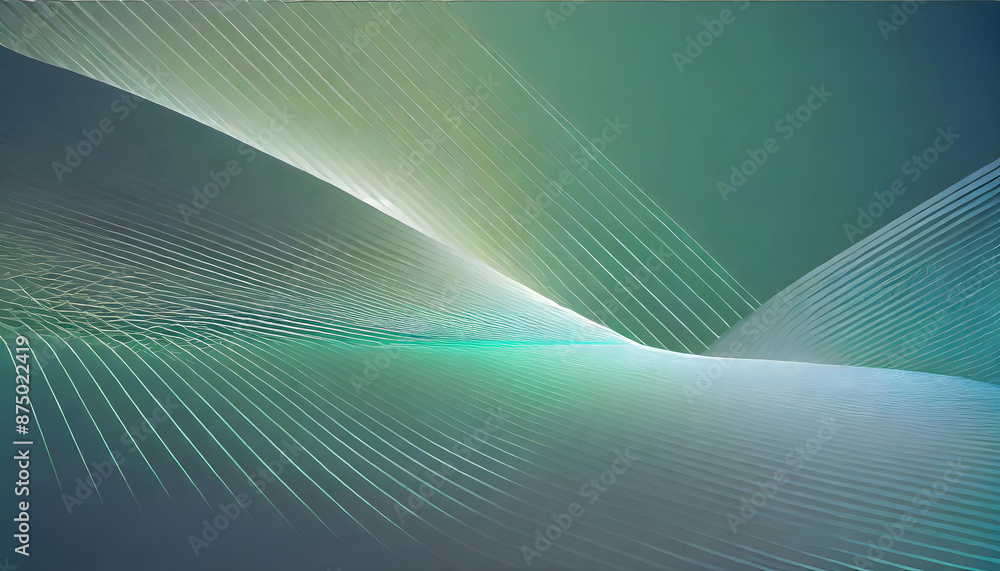 Poster green and blue background in vector illustration with glow and movement, with parallel lines. genera