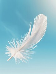 Delicate White Feather Against Blue Sky