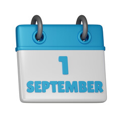 1 September calendar 3d icon