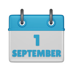 1 September calendar 3d icon