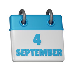 4 September calendar 3d icon