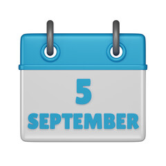 5 September calendar 3d icon
