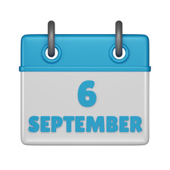 6 September calendar 3d icon