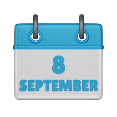 8 September calendar 3d icon