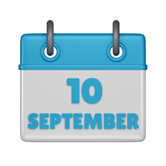 10 September calendar 3d icon
