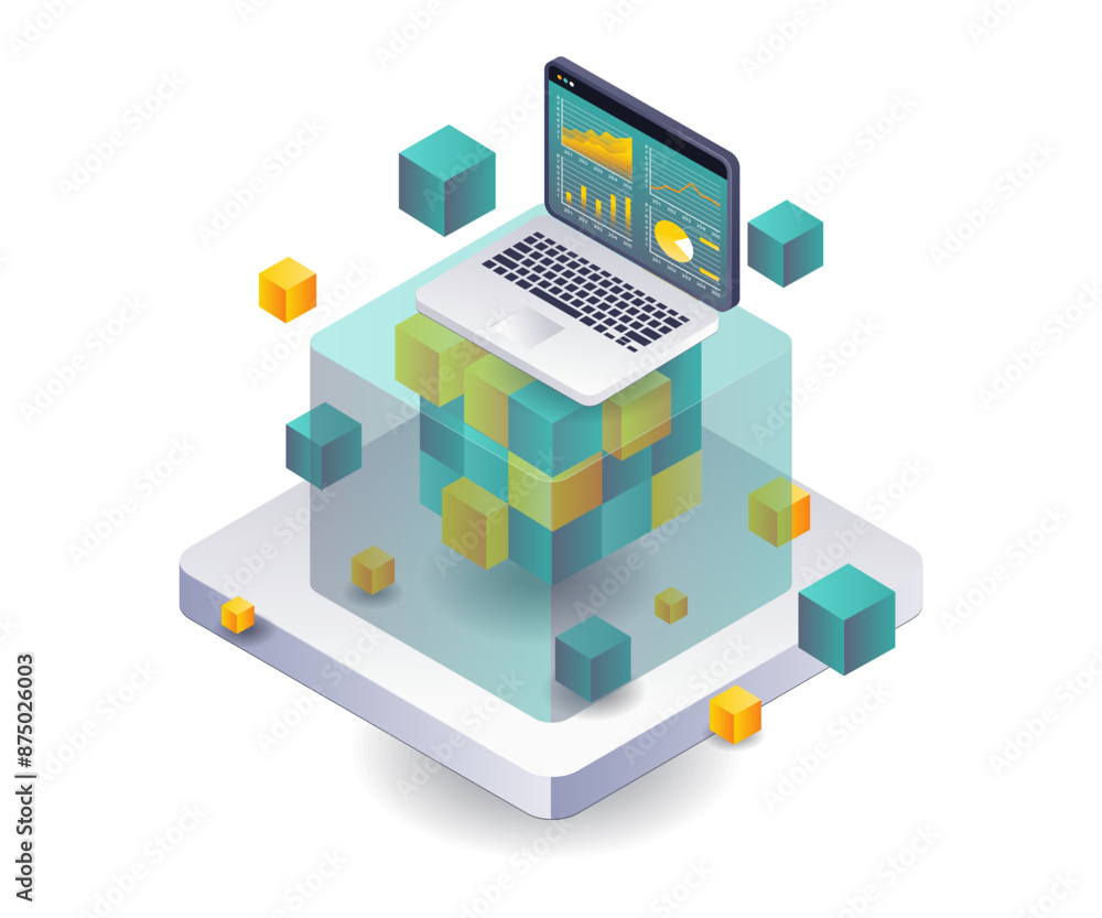 Aufkleber Computer dashboard for blockchain business data analysis