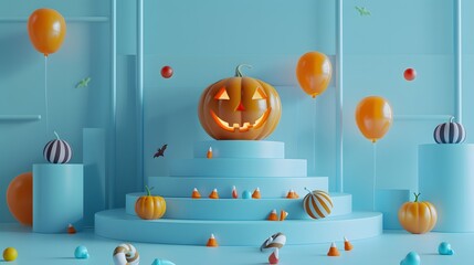cute pumpkin with colorful candy 
