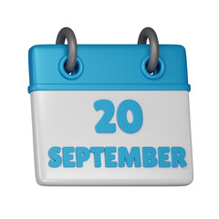 20 September calendar 3d icon