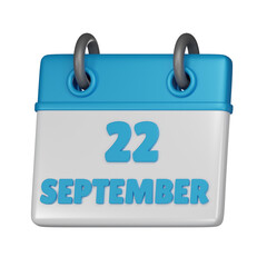 22 September calendar 3d icon