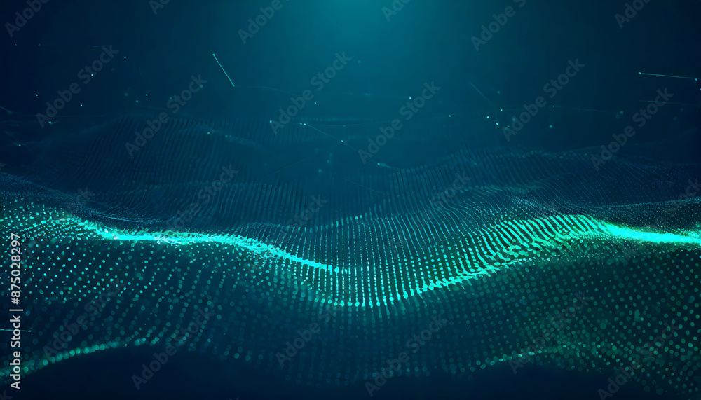 Sticker igital wave of particles background. generative ai.