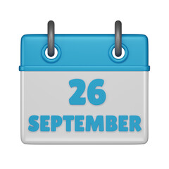 26 September calendar 3d icon