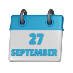 27 September calendar 3d icon