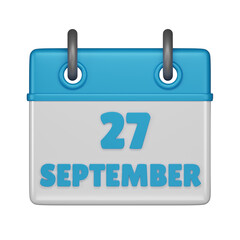27 September calendar 3d icon
