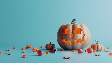 cute pumpkin with colorful candy 