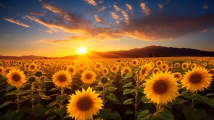 Obraz premium Sunflower field. selective focus. Generative AI,