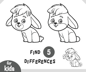 Cute cartoon Rabbit animal, Find differences educational game for kids
