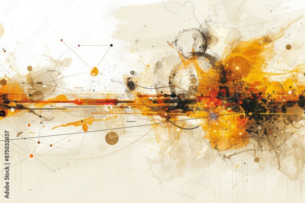 Aufkleber abstract artistic representation of energy and movement, blending warm orange and yellow hues with d