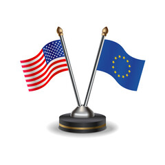 United States (USA) and European Union table flags relation with background transparent