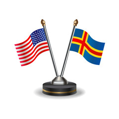 United States (USA) and Aland Islands table flags relation with background transparent
