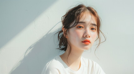 若いファションモデルの女性　屋外