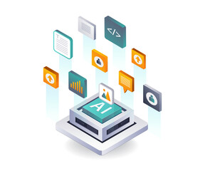 Artificial Intelligence and Big Data isometric illustration