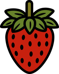 Red strawberry drawn with black lines