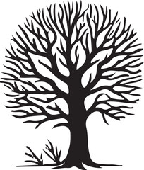Obraz premium Finger Print Tree silhouette Vector Art, white background,