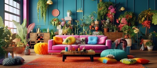Vibrant Tropical Living Room Interior