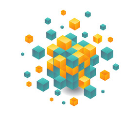 Abstract box technology background isometric illustration