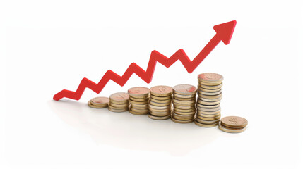 Stock chart Bar graph Economy 3D Growth economics GDP Markets Trade Finance Investment Economic recession Economic downturn Financial crisis Economic slowdown isolated white background