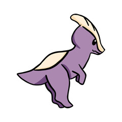 cute kawaii parasaurolophus dinosaur cartoon illustration