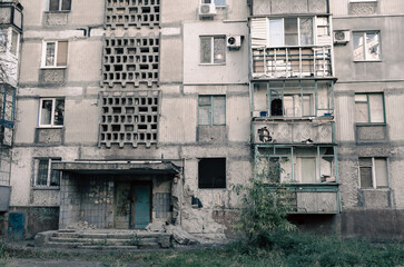 destroyed houses in a city lost in the war in Ukraine