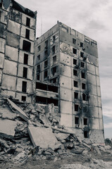 destroyed houses in a city lost in the war in Ukraine